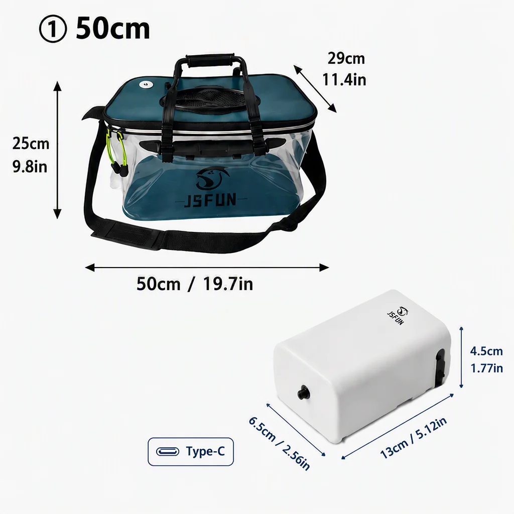 Caixa JSFUN para Isco Vivo e Peixe com Aerador USB Opcional - Image 8