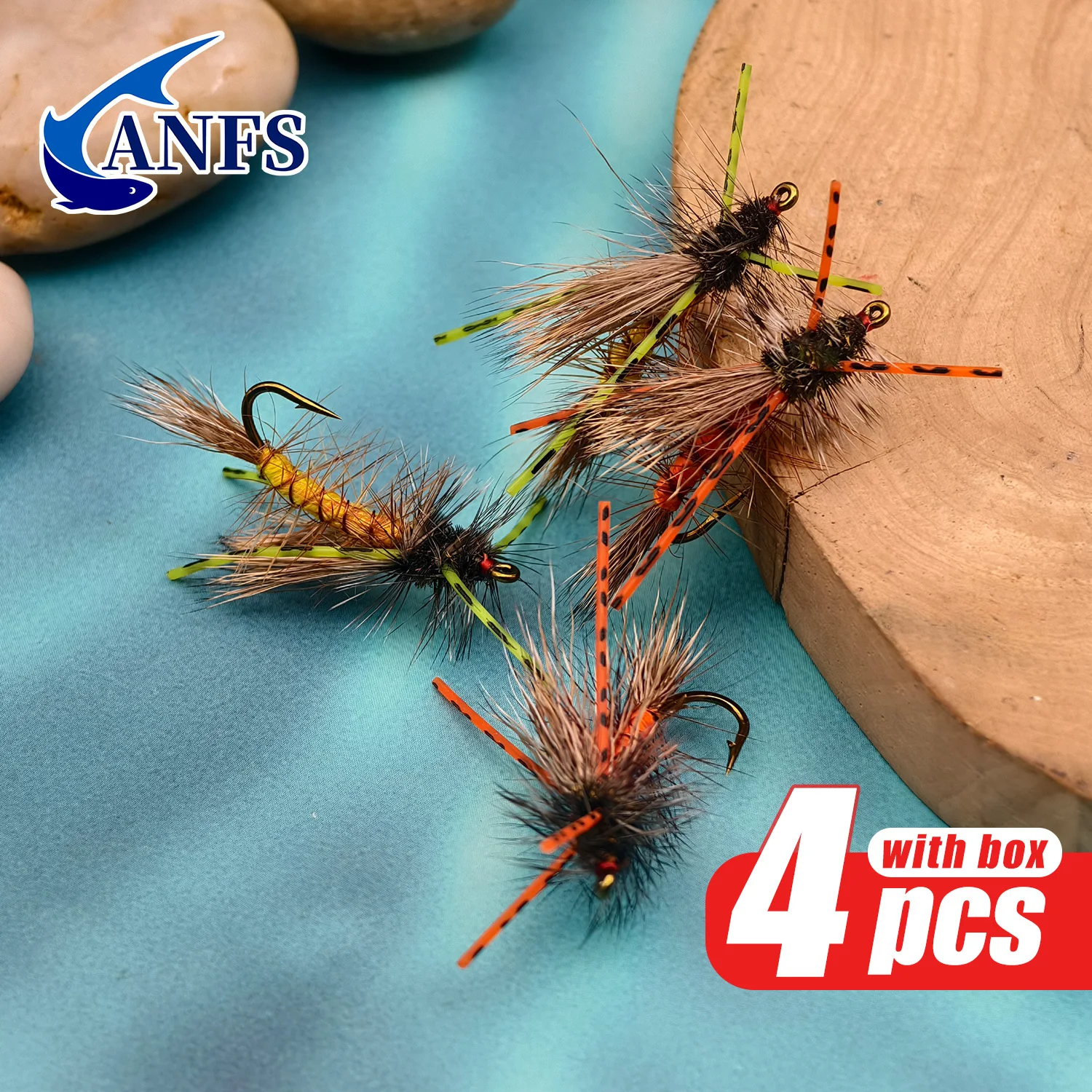Conjunto 4 Moscas Secas Stimulator ANFS Cores Sortidas para Truta