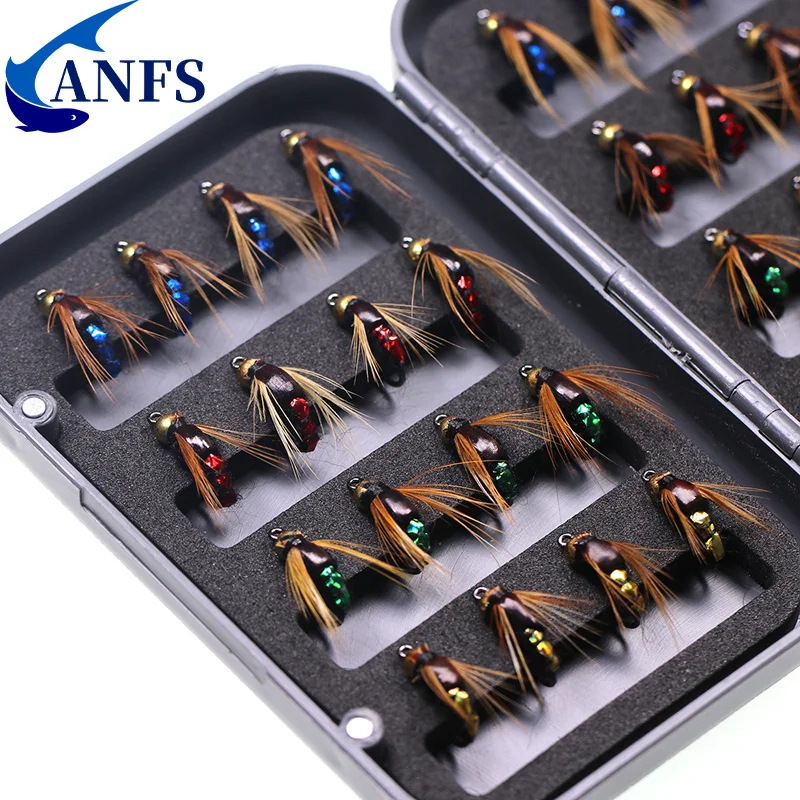 Conjunto de Ninfas e Moscas Artificiais ANFS 4/8/32 Unidades com Caixa