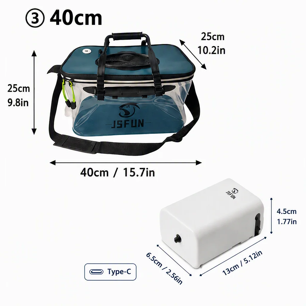 Caixa JSFUN para Isco Vivo e Peixe com Aerador USB Opcional - Image 10