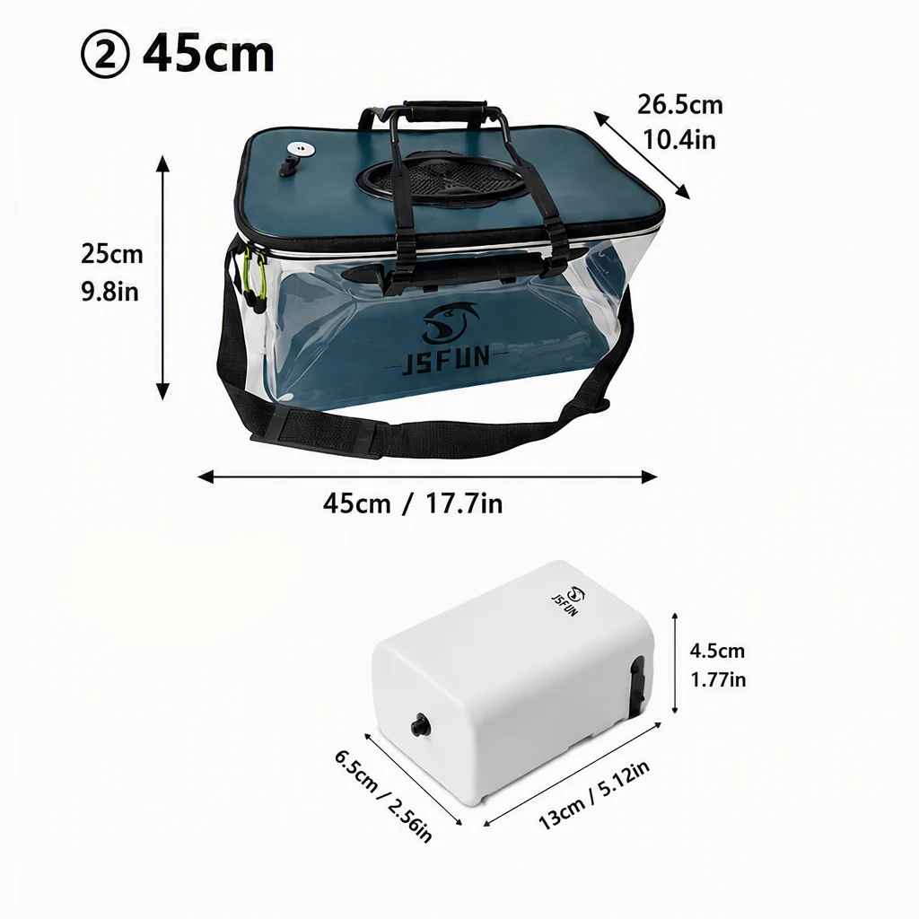 Caixa JSFUN para Isco Vivo e Peixe com Aerador USB Opcional - Image 7