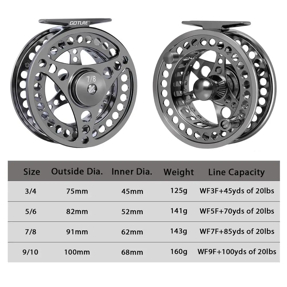 Carreto de Mosca Goture Large Arbor CNC 3/4 a 9/10 com Drag 8kg - Image 4