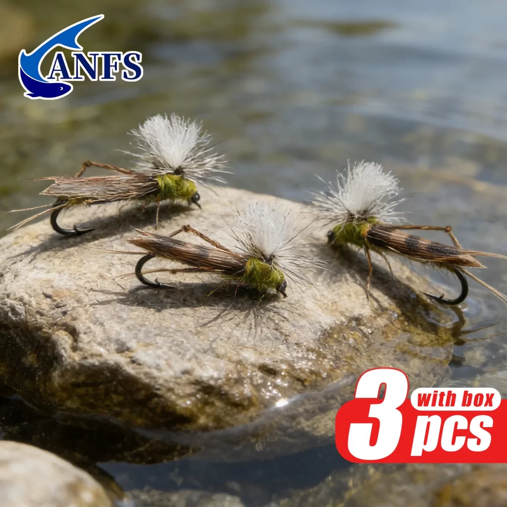 Conjunto 3 Moscas Secas Parachute ANFS para Truta