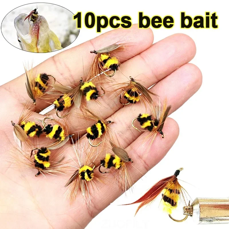 Conjunto 10 Moscas Secas Abelha ZUOFILY nº8 a nº16 para Truta