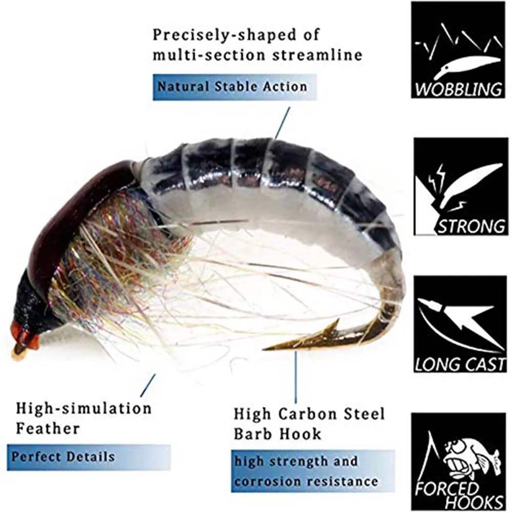 Conjunto 6/12 Ninfas Caddis Qievcrme nº10 para Pesca à Mosca - Image 3