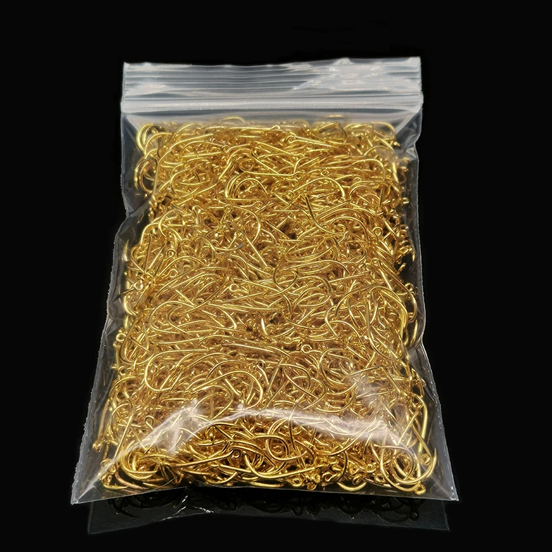 Conjunto 200 Anzóis Simples Dourados em Aço Carbono com Farpa