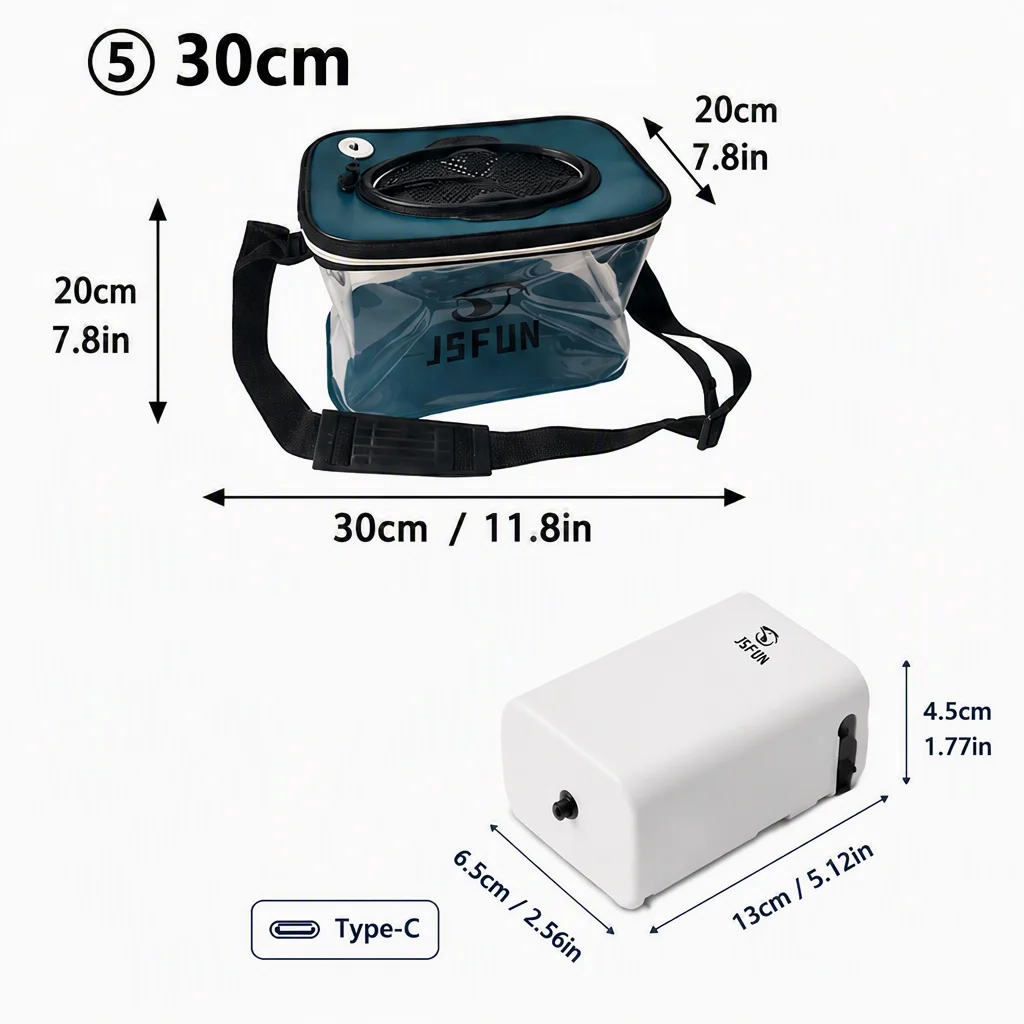 Caixa JSFUN para Isco Vivo e Peixe com Aerador USB Opcional - Image 11
